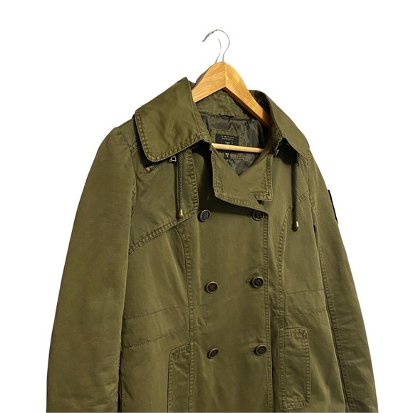 GUESS | Womens Green Army Military Style Trench Coat Medium Spring Fall - Picture 2 of 6